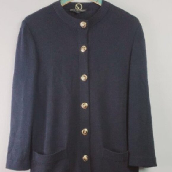 St. John Basics Lg Gold Button Front Cardigan Med - Picture 1 of 7